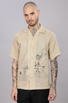 BLENDED LINEN CUBAN SHIRTS HALF SLEEVE
