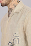 BLENDED LINEN CUBAN SHIRTS HALF SLEEVE