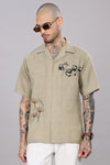 BLENDED LINEN CUBAN SHIRT HALF SLEEVE