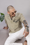 BLENDED LINEN CUBAN SHIRT HALF SLEEVE