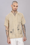 BLENDED LINEN CUBAN SHIRTS HALF SLEEVE