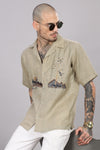 BLENDED LINEN CUBAN SHIRTS HALF SLEEVE