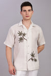 BLENDED LINEN CUBAN SHIRTS HALF SLEEVE