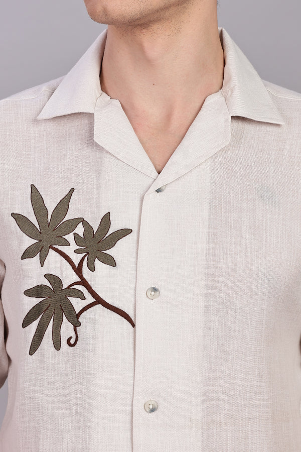 BLENDED LINEN CUBAN SHIRTS HALF SLEEVE
