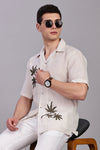 BLENDED LINEN CUBAN SHIRTS HALF SLEEVE